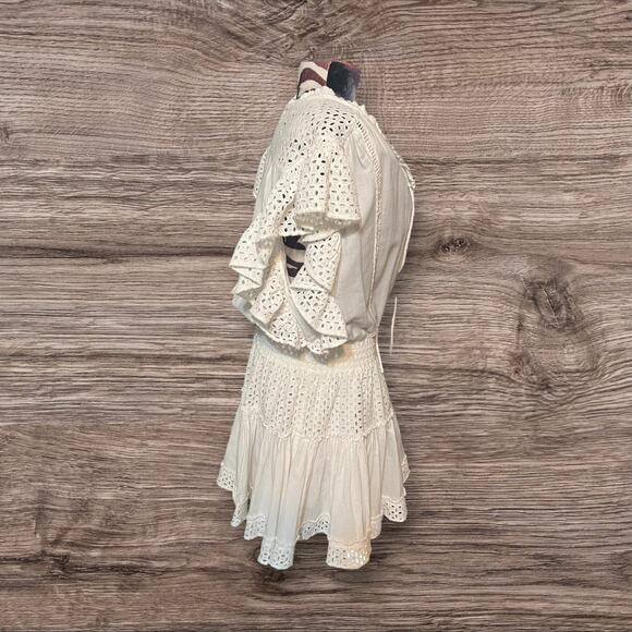 Misa Los Angeles Sarika Mini Dress White Flutter Sleeve Size Small - Picture 3 of 5